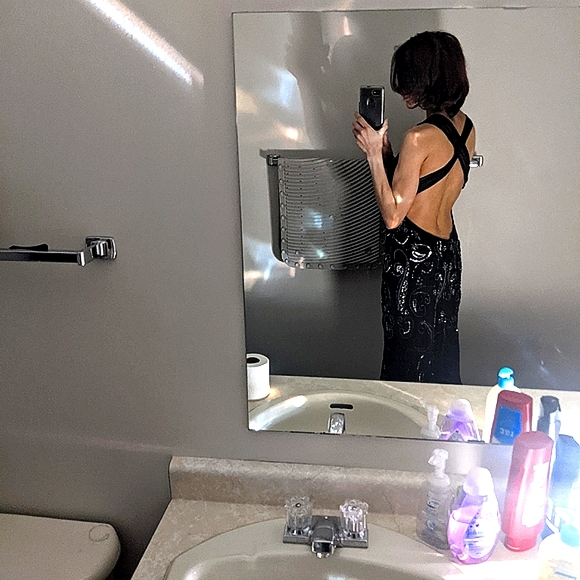 Scala black beaded black backless cocktail dress size small - Picture 6 of 6